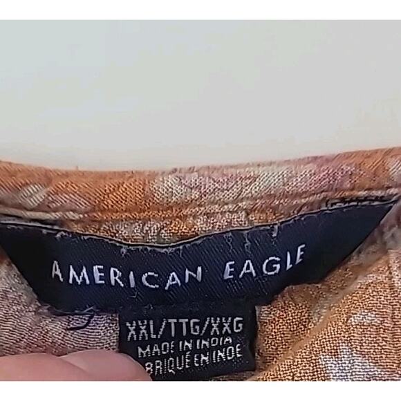 American Eagle Boho Bell Sleeve Floral Tie-Front Blouse XXL – 70s Festival Top - Picture 5 of 10